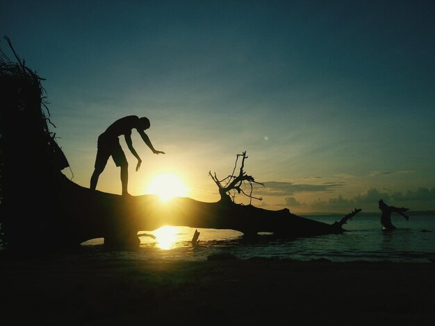 Scenic view of sea at sunset