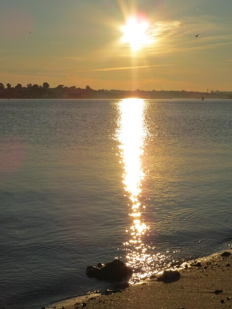 Scenic view of sea at sunset