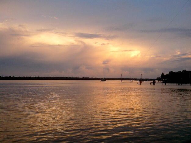 Scenic view of sea at sunset