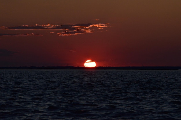 Scenic view of sea at sunset