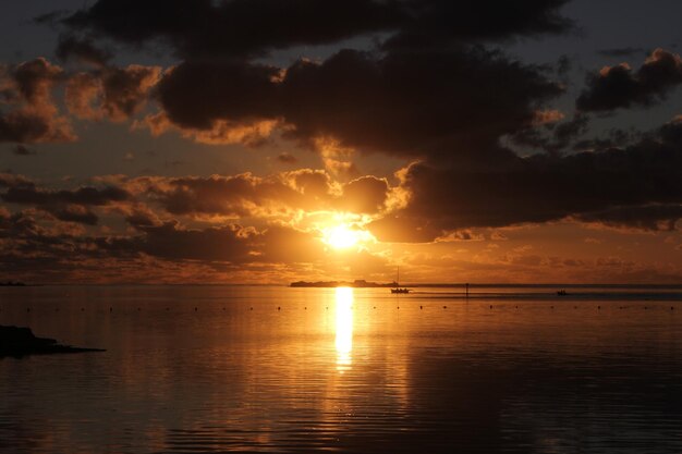 Scenic view of sea at sunset