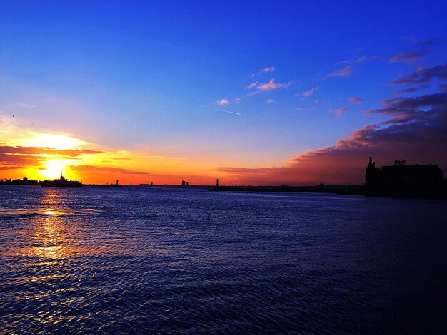 Scenic view of sea at sunset