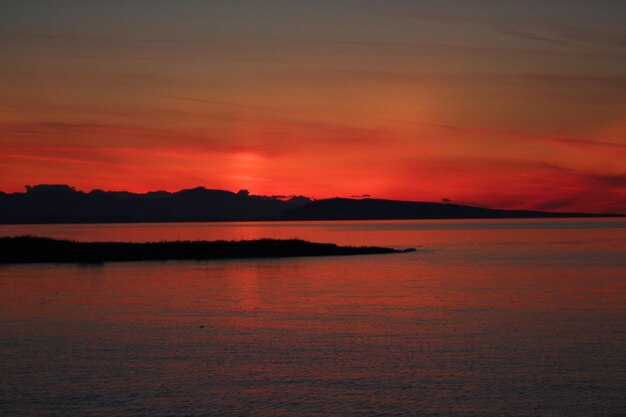 Scenic view of sea at sunset