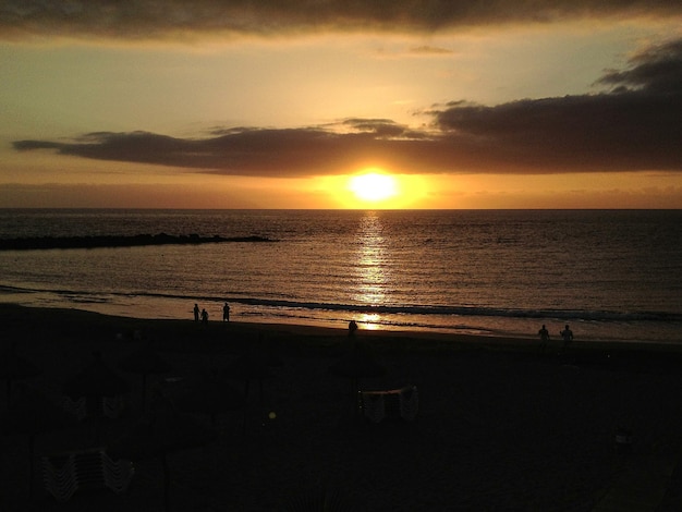 Scenic view of sea at sunset