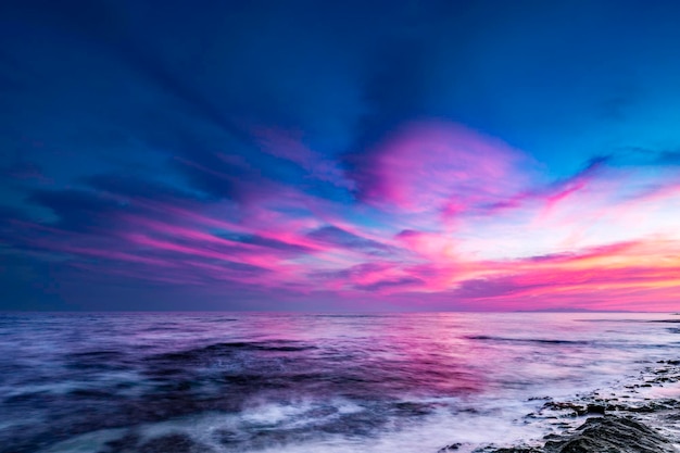 Scenic view of sea at sunset