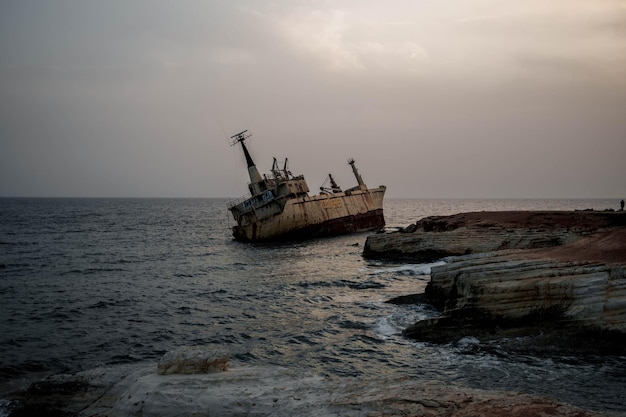 Scenic view of shipwreck