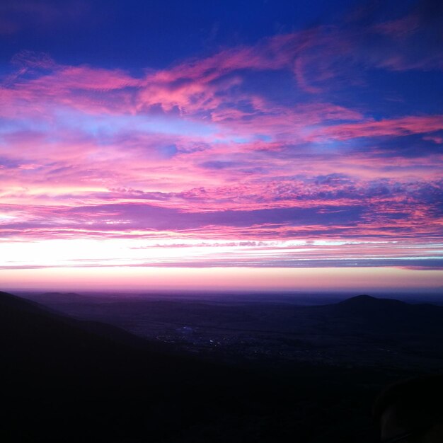 Scenic view of silhouette landscape against sky during sunset