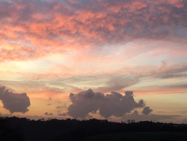 Scenic view of silhouette landscape against sky at sunset