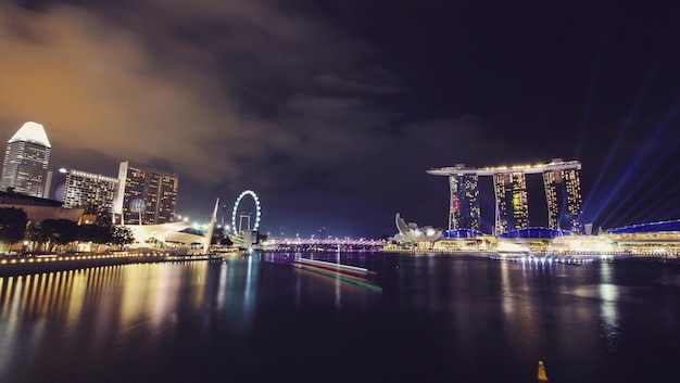 scenic view of singapore illuminated at night