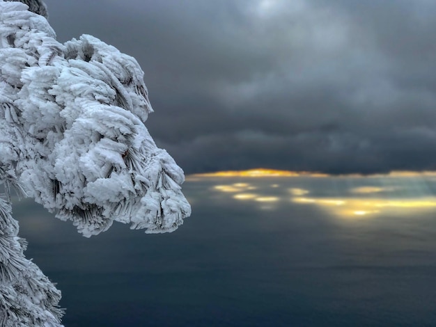 Foto vista panoramica della neve contro il cielo durante il tramonto