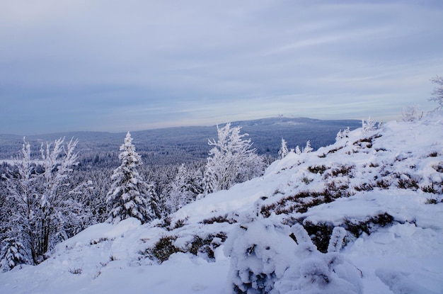 Scenic view of snow covered landscape against sky