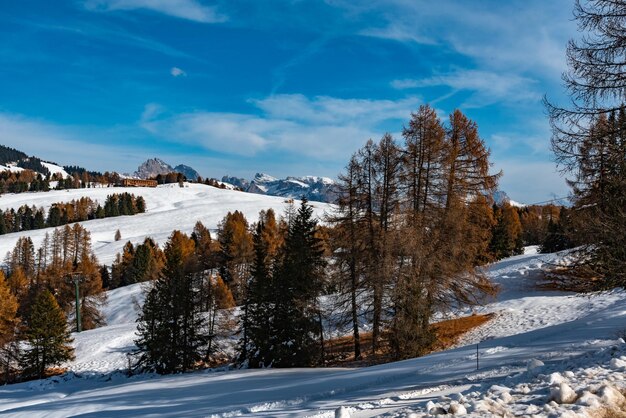 Scenic view of snow covered mountains against sky