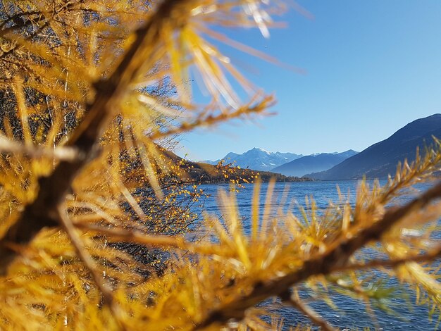 Scenic view of snow covered mountains against sky