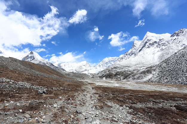 scenic view of snow covered mountains against sky