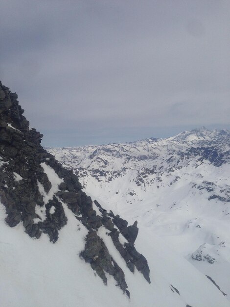 Scenic view of snow covered mountains