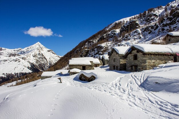 Scenic view of snow covered mountains