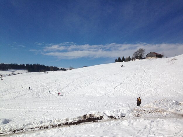 Scenic view of snow covered mountains