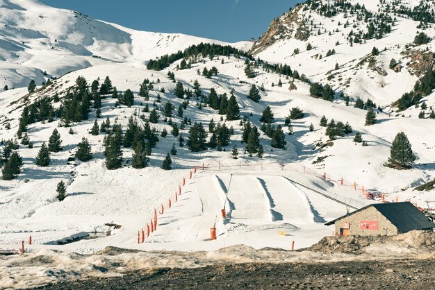 Scenic view of snow covered mountains