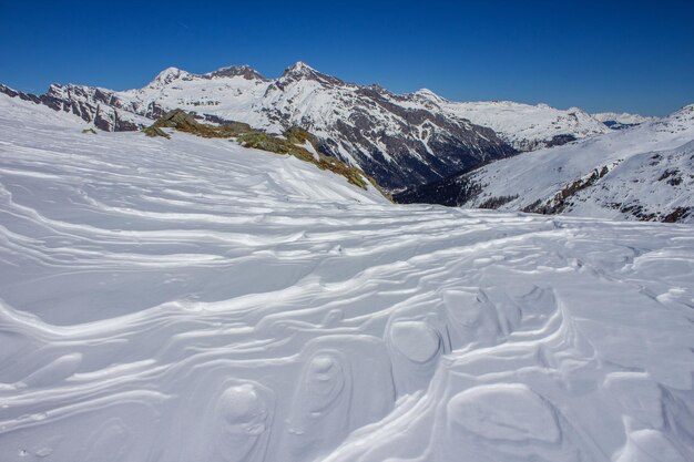 Scenic view of snow covered mountains