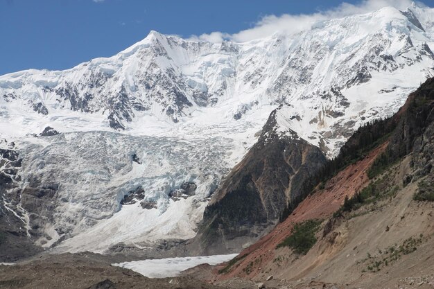 Scenic view of snow mountains against sky