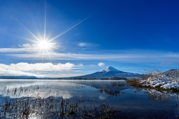 Photo 雪に覆われた富士山の景色