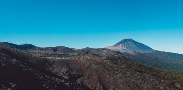 Scenic view of snowcapped mountain against blue sky