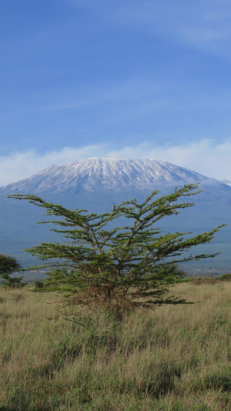 Photo scenic view of snowcapped mountain against sky - kilimandscharo