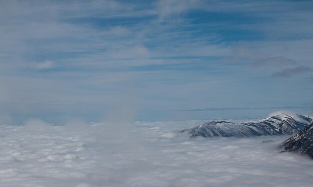 Scenic view of snowcapped mountain against sky