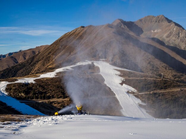 Scenic view of snowcapped mountain against sky