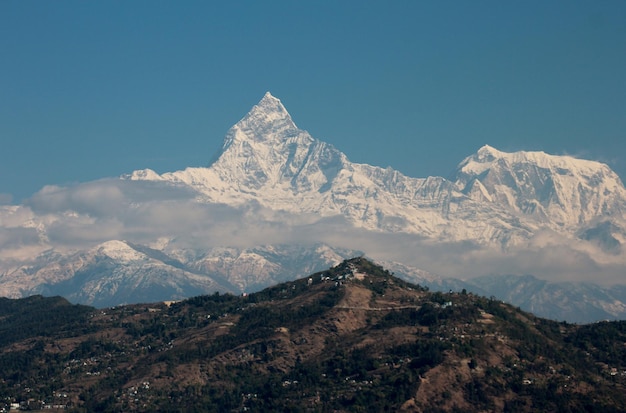 scenic view of snowcapped mountain range