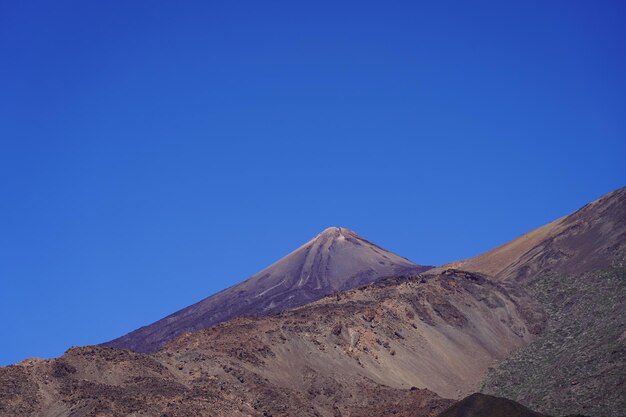 Scenic view of snowcapped mountains against clear blue sky