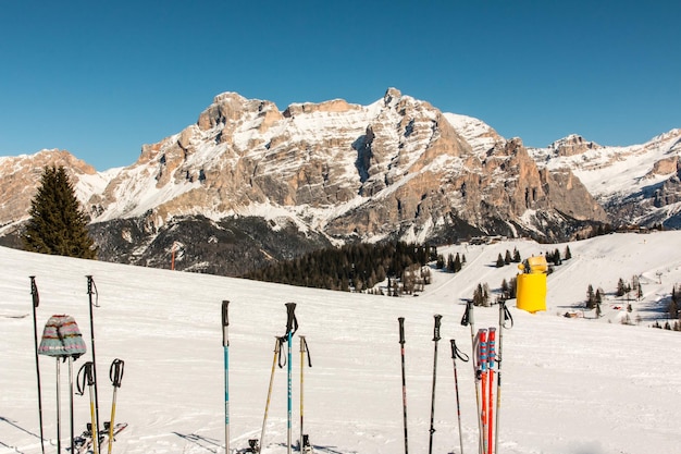 Scenic view of snowcapped mountains against clear blue sky