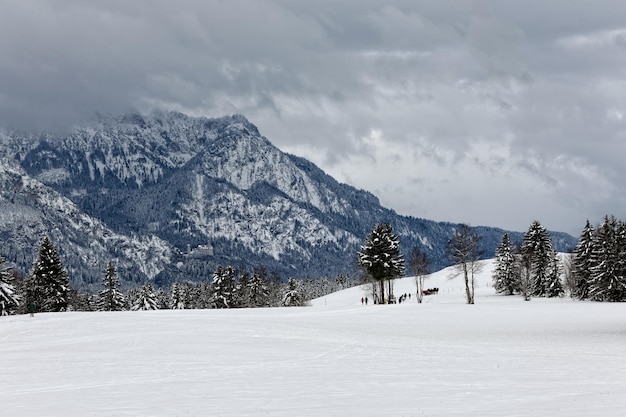 天空 に 対し て 雪 に 覆わ れ た 山 の 景色