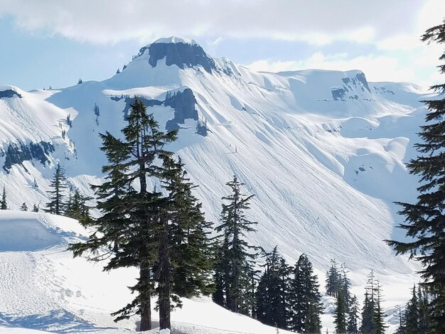 Photo scenic view of snowcapped mountains against sky