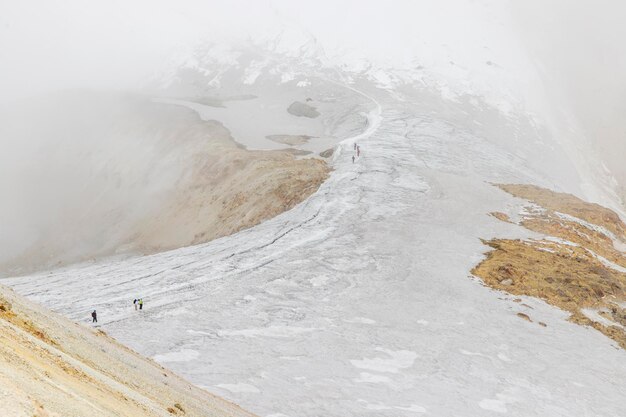 Scenic view of snowcapped mountains during winter