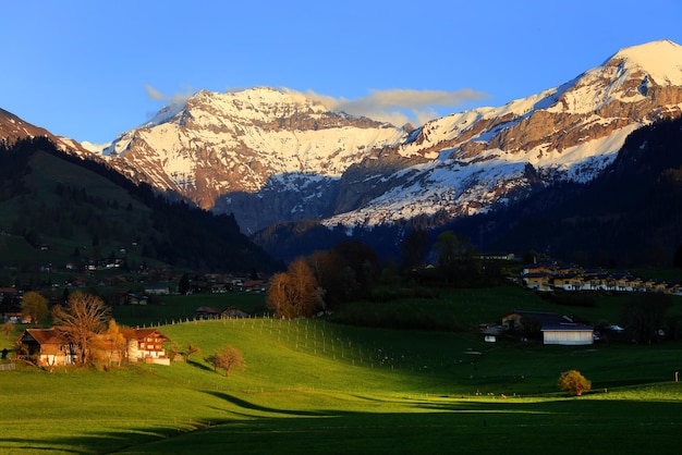 Foto la vista panoramica delle montagne innevate contro il cielo