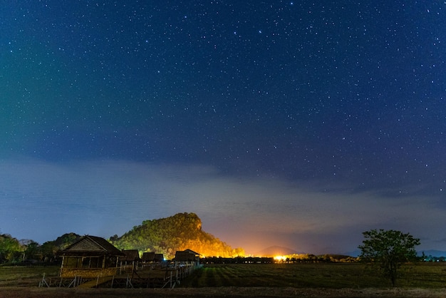 Scenic view of star field against sky at night