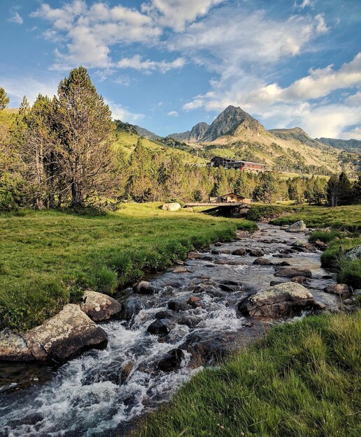 Scenic view of stream against sky