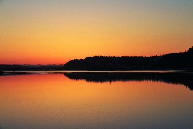 湖の上の夕暮れの景色
