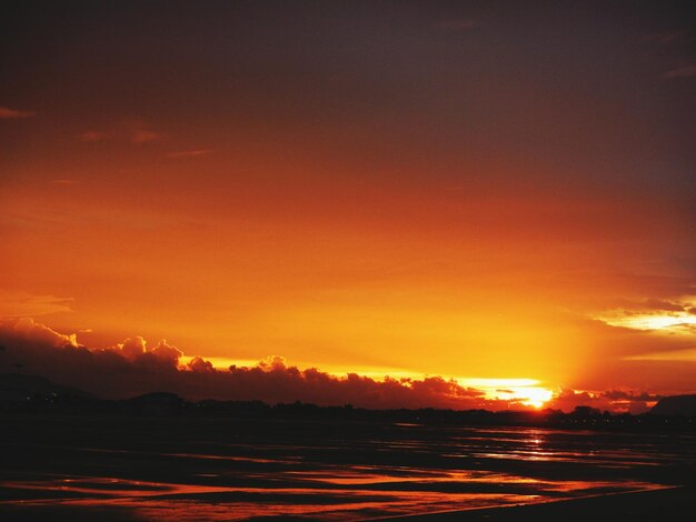 Scenic view of sunset over river