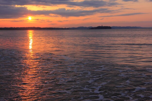 Scenic view of sunset over sea