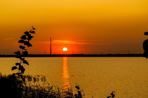 Scenic view of sunset over sea