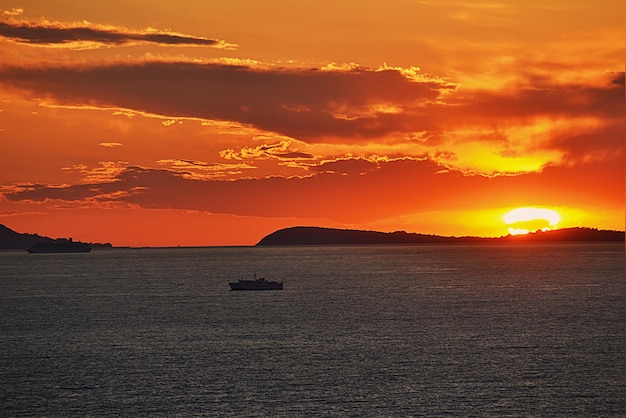 Scenic view of sunset over sea