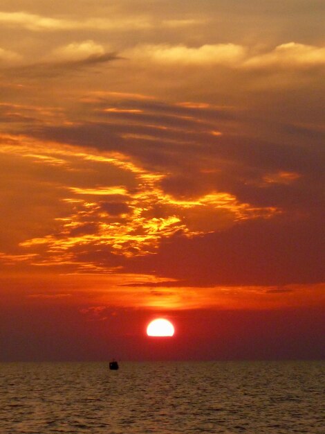 Scenic view of sunset over sea