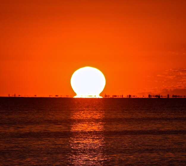 Scenic view of sunset over sea