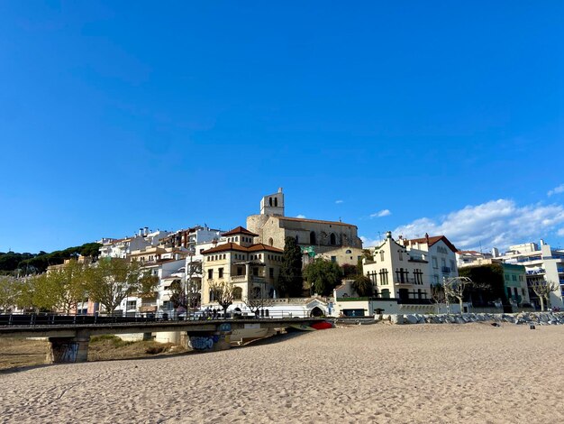 Scenic view of the town from the beach