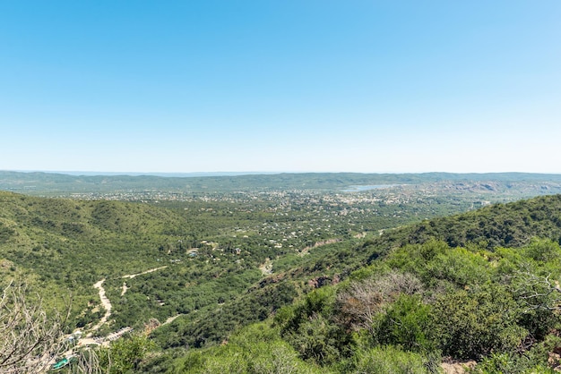 Scenic View of a Town from Mountain in a Clear Day in the Sierras de CordobaArgentina