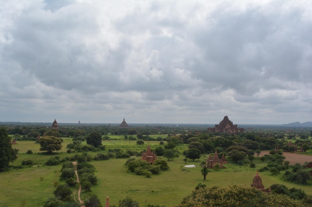 scenic view of trees and buildings against sky