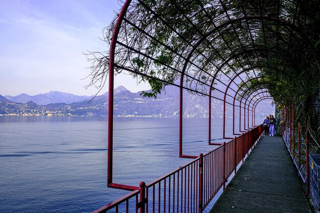 Scenic view of varenna walkway and lake como