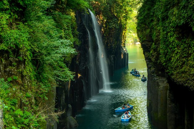 Foto la vista panoramica di una cascata nella foresta